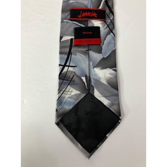 Jerry Garcia Mickey Collection Fifty-Two Abstract Gray Black Silk Mens Tie - Picture 3 of 5